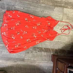 Coral floral dress